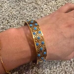 18kgp Dubai Jewelry - Elegant Gold and Blue Floral Bracelet